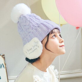 ニット帽 キッズ 女の子 子供 リボン 耳あて