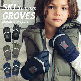 【10%OFFクーポン！お買い物マラソン】【日本製、お名前タグ付き】キッズ 手袋 男の子 子供 スキー グローブ ジュニア シンプル [ スキー手袋 スキーグローブ スノーグローブ 手ぶくろ 子ども 5本指 防寒 裏起毛 メール便可 ]