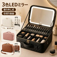 メイクボックス コスメボックス 化粧品収納 LEDミラー付き 三色調光 タッチ操作 充電式 取り外し可能 大…