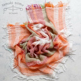 播州織 コットンショールS roots shawl SMALL 44×118cm tamakiniime 玉木新雌ストール 綿100％ 春夏 秋冬 薄手 ギフト 贈り物 敏感肌 保温(11)【メッセージカード・ラッピング無料】