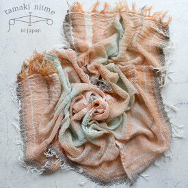 播州織 コットンショールS roots shawl SMALL 44×118cm tamakiniime 玉木新雌ストール 綿100％ 春夏 秋冬 薄手 ギフト 贈り物 敏感肌 保温(56)【メッセージカード・ラッピング無料】