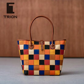 【選べるノベルティ】TRION トライオン トートバッグ ミディアムトート 本革 A5 グラブレザー Multi カラフル DPC280M お出かけ オシャレ レディース メンズ ブルー オレンジ イエロー 牛革 野球 ギフト プレゼント 30代 40代 50代