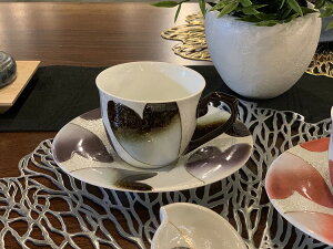 【有田焼 田清窯 ハート黒 新コーヒー碗皿】有田焼 磁器 コーヒーカップ ティーカップ 17丸皿 黒 手書き 珈琲碗 紅茶碗 菓子皿 おしゃれ 和食器 ギフト 引き出物 内祝い プレゼント
