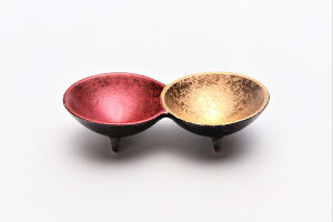 【有田焼 陶悦窯 銀砂吹金赤 二組小付】有田焼 磁器 二品皿 薬味皿 変形 豆鉢 金 銀 タレ入れ 薬味入れ 珍味入れ おしゃれ 和食器 ギフト 引き出物 内祝い プレゼント