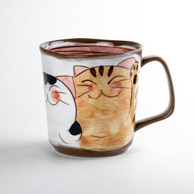マグカップ おしゃれ 有田焼 陶磁器 日本製 贈答品 コーヒー 仲良しネコ（赤）