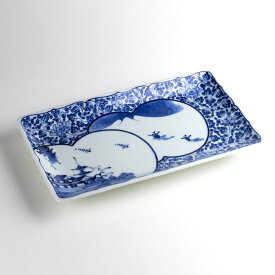 長角皿 長方形のお皿 和食器 焼皿 お刺身皿 おしゃれ 有田焼 陶磁器 日本製 間取山水 焼皿