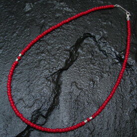 ネックレス 極小 赤ビーズ ネックレス （ 47cm ） 素材: SV925