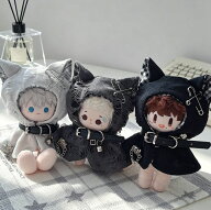ぬいぐるみ用 サイズ10cm-15cm-17cm モコモコ 黒猫耳 動物 着ぐるみ ぬいふく ぬいぐるみ洋服 推し活 ア…