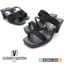 【信頼の日本製】【送料無料】LUCIANO VALENTINO オフィスサンダル 6.0cm サテン チャンキーヒール 太ヒール コンフォート 黒 仕事 ミュール レディース ベランダー履き 婦人用 美脚 軽量 らくちん 前あき Ark-Shoes アークシューズ nm-3960-3970