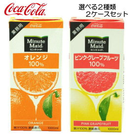 【送料無料 北海道から九州限定】 選べる2ケース ミニッツメイド オレンジ 100% & ピンクグレープフルーツ 100％ 1L × 12本 （6本×2ケース）業務用 1000ml 濃縮果汁還元 コカ・コーラ