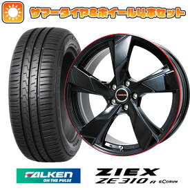 【取付対象】205/60R16 夏タイヤ ホイール4本セット FALKEN ジークス ZE310R エコラン（限定） (5/114車用) PREMIX ヴェランV(グロスブラック/レッドリム) 16インチ【送料無料】