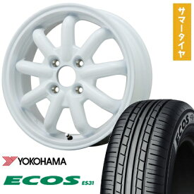 【取付対象】165/55R15 夏タイヤ ホイール4本セット N-BOX タントカスタム ワゴンR YOKOHAMA エコス ES31 BRANDLE-LINE ストレンジャーKST-9改(ホワイト) 15インチ【送料無料】