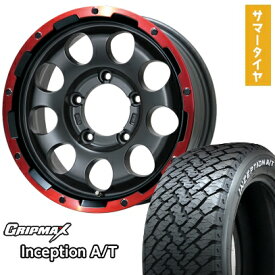【取付対象】215/75R15 夏タイヤ ホイール4本セット ジムニーシエラ GRIPMAX インセプション A/T RWL(限定) LEHRMEISTER LMG CS-9 マットブラック/レッドリム 15インチ【送料無料】