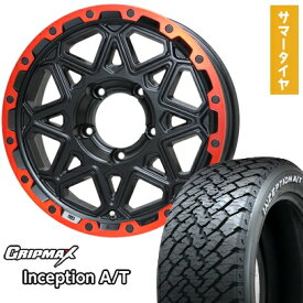 【取付対象】215/75R15 夏タイヤ ホイール4本セット ジムニーシエラ GRIPMAX インセプション A/T RWL(限定) LEHRMEISTER LMG モンタグナ(マットブラック/レッドリム) 15インチ【送料無料】