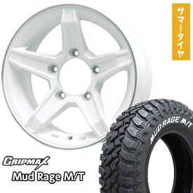 【取付対象】195/80R15 夏タイヤ ホイール4本セット ジムニーシエラ GRIPMAX マッドレイジM/T RWL(限定) PREMIX エステラ(ホワイト/リムポリッシュ) 15インチ【送料無料】