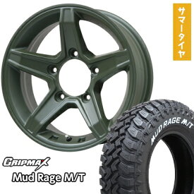 【取付対象】195/80R15 夏タイヤ ホイール4本セット ジムニーシエラ GRIPMAX マッドレイジM/T RWL(限定) プレミックス エステラ(オリーブグリーン) 15インチ【送料無料】