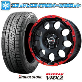 【取付対象】215/60R16 スタッドレスタイヤ ホイール4本セット BRIDGESTONE ブリザック VRX2 (5/114車用) LEHRMEISTER LMG CS-9 マットブラック/レッドリム 16インチ【送料無料】