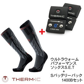 THERM-IC サーミック ヒーティングテクノロジー ULTRA WARM PERFORMANCE S.E.T ウルトラウォーム パフォーマンスソックスS.E.T ＋Sパック1400Bバッテリー セット T45-3201-400
