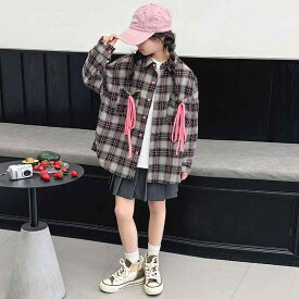 子供服 シャツ 女の子 春秋 格子柄 トップス 韓国風 長袖 120cm 130cm 140cm 150cm 160cm 170cm 普段着 発表会 演奏会 習い事 聚酯纤维（涤纶）