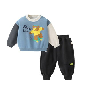 ベビー服 パンツセット 長袖 トレーナー 長ズボン 上下セット 2点セット 幼児 赤ちゃん 子供服 男の子 女の子 カジュアル 秋物 綿混紡 73cm 80cm 90cm 100cm 110cm 120cm