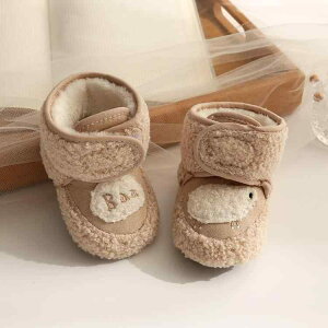 ベビーシューズ 男女兼用 赤ちゃん 綿靴 裏起毛 厚手 冬 暖かい 柔らかい靴底 歩行練習 白 杏色 ピンク系 グレー 11cm 12cm 13cm 高? マジックテープ 保温 カートゥーン柄