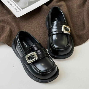 子供靴 ローファー 春秋 キッズ レトロ風 レザーシューズ 男の子 女の子 ブラック ゴム底 普段使い