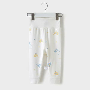 子供用ズボン ベビー 赤ちゃん パンツ 高腰 腹巻付き コットン 春秋 薄手 ブルー小鳥 灰グリーンうさぎ 66cm 73cm 80cm 90cm 100cm(x2)