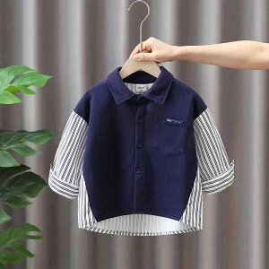 シャツ キッズ 男の子 長袖 ニット 切り替え 秋冬 子供 秋服 アウター ボーイズ 幼児 普段着 80 90 100 110 120