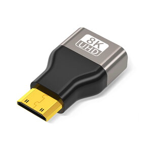 Mini HDMI to HDMI �ϊ� �A�_�v�^ 8K �~�jHDMI�I�X-HDMI���X �����b�L �A���~�j�E������ 4K@60Hz 3D ���b�v/�J����/�m�[�gPC�Ȃǃf�o�C�X�Ή�