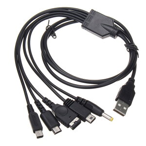 5 in 1 USB �[�d�P�[�u�� 115cm �u���b�N �j���e���h�[ New 3DS(xL/Ll), 3DS(XL/LL), 2DS, DSi(XL/LL), GBA SP, Wii U, PSP 1000/2000/3000�ɑΉ��[�d�P�[�u�� �}���`�Q�[��USB�[�d�P�[-�u��