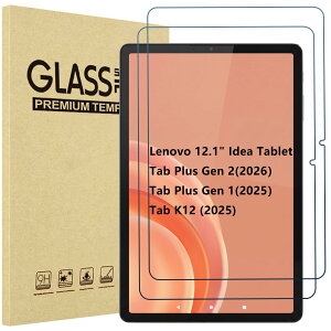 �^�u���b�g�ی�t�B���� (2������) ���m�{ Idea Idea Tab Plus/Tab Plus Gen 2�Ɍ݊������� �t�B���� 12.1�C���` ��ʕی� �����K���X �X�L���V�[�� �S�ʋz�� �ϏՌ� ��ʕی� �\�t�L�b�g�t��