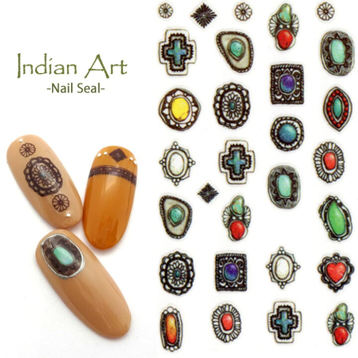 楽天市場 ネイルシール インディアン アート ネイティブ ストーン J277 ネイル シール メール便可 ネイルステッカー Indian Jewelry ジュエリー 手書きアート 手書き風 ストーンアート 貼るだけ パーツ風 ネイルアート ジェルネイル ボヘミアン アラビアン