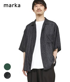 marka / マーカ : SILK OPEN COLLAR SHIRT - habutae silk - / 全2色 : シルク オープン カラー シャツ 開襟シャツ 半袖シャツ ウォッシュ 加工 メンズ グリーン ペイズリー オープンカラー ワンウォッシュ パッカリング : M23A-18SH02B【COR】