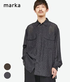 marka / マーカ : SILK POCKET SHIRT - habutae silk - : シルク ポケットシャツ 長袖 ワンウォッシュ シャツ 長袖シャツ ミリタリーシャツ メンズ ペイズリー ダークブラウン ボックスシルエット 加工 カジュアル 日本製 : M23A-18SH01C【COR】
