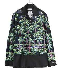 【送料無料】MAGIC STICK / マジックスティック : DK PALMS HAWAIIAN SHIRT BY REYN SPOONER : ハワイアンシャツ レインスプーナー アロハシャツ 長袖シャツ 柄シャツ 総柄 ブラックパームス レーヨン : 23SS-MS1-002【WAX】