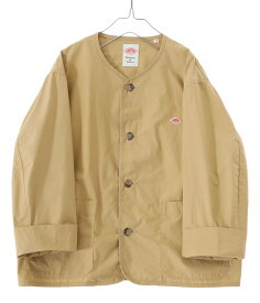 DANTON / ダントン : 【レディース】COLLARLESS SHORT JACKET / 全2色 : カラー レス ショート ジャケット アウター ライトアウター シャツジャケット ベージュ タン ホワイト ロングシーズン 身幅広め ゆったり 軽量 通気性 : DT-A0293【DEA】