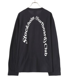 【SALE】Stockholm Surfboard Club / ストックホルムサーフボードクラブ : GREG : グレッグ ブラック アーチロゴ オーガニックコットン バックロゴ ロングスリーブ 長袖 ロゴ : GU1B90【PIE】