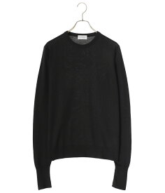 JOHN SMEDLEY / ジョンスメドレー : MODERN FIT A4589 /全2色 : クルーネックニット ビジネス カジュアル 24ゲージ モダンフィット メンズ シンプル ターンナップカフ ブラック スモーク : A4589【MUS】