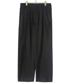 ATON / エイトン : NIDOM SILK WIDE PANTS : 二ドムシルクワイドパンツ トラウザー ワイドスラックス ワイドテーパード 上品 リラックス感 ヌバック加工 メンズ ブラック : PRAGCM0802【COR】