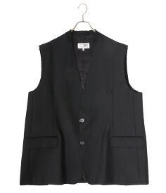 【送料無料】MM6 Maison Margiela / エムエムシックス メゾンマルジェラ : GILET : 2Bジレ オーバーサイズ フロントポケット ギャバジン クラシカルな印象 メンズ ブラック : S62FB0051-S78357【RIP】