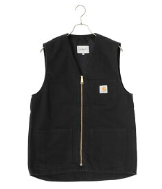 Carhartt WIP / カーハート ワークインプログレス : ARBOR VEST : アーバーべスト トップス ポケット キャンバス 加工感 Cロゴ コットンキャンバス レイヤード ややゆったり メンズ ブラック ジップアップ : I031521【NOA】【REA】