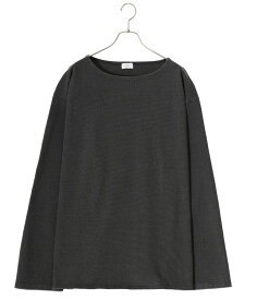 URU / ウル : LONG SLEEVE TEE : ロングスリーブTシャツ バスクシャツ ビッグシルエット ヴィンテージ バスクシャツ カットソー ネップ感 コットン ボートネック マリン : 24SUC02【COR】