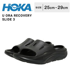 HOKA ONE ONE / ホカオネオネ : U ORA RECOVERY SLIDE 3 : オラ リカバリー スライド サンダル 靴 スポーツサンダル メンズ ブラック アクティブ アウトドア キャンプ エアフローベンチレーション 通気性 軽量 カジュアル : 1135061-BBLC【PIE】