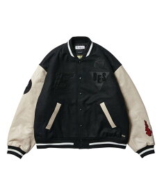 Evisen Skateboardsゑ / エビセン スケートボード : DELUXE VARSITY BOYS JACKET : デラックス スタジャン スタジアムジャケット ストリート スケートボード スケーター スケボー 南勝巳 メンズ アウター ブルゾン 牛革 : 8131-E【ARK】