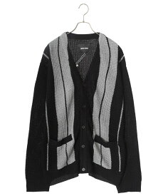 FUCKING AWESOME / ファッキンオーサム : School Striped Cardigan : カーディガン スクールストライプカーディガン スクールカーディガン 通気性 オーバーシルエット ジャガード メンズ グレー ブラック : FA-SSC-23AW【NOA】