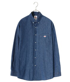 DANTON / ダントン : DOT BUTTON B.D SHIRT : ボタンダウンビーディーシャツ ボタンダウン スナップボタン インディゴ デニム シャツ シンプル ロゴ付き ファブリック 経年変化 クールマックス 光沢感 ゆったり トップス メンズ : DT-B0116DUG【STD】