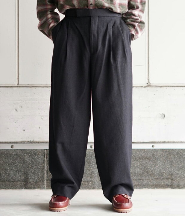楽天市場】marka : OFFICER PANTS 2TUCK WIDE - tumbled wool serge 