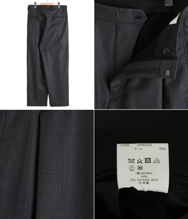 楽天市場】[SALE]URU : WOOL GLEN CHECK - 1 TUCK PANTS : 24FWGC02 