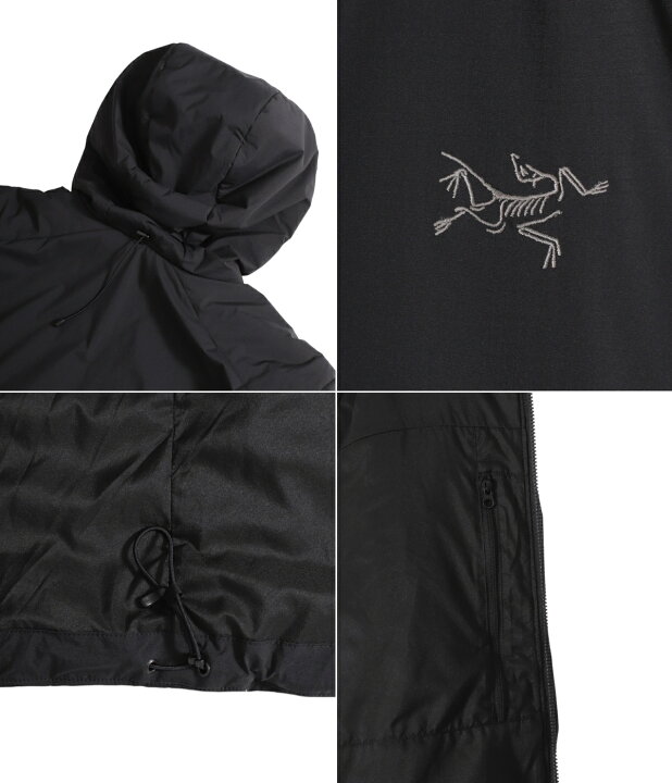 アークテリクスアトムARフーディメンズM黒コアロフトナイロン 