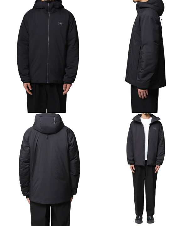 アークテリクスアトムARフーディメンズM黒コアロフトナイロン 